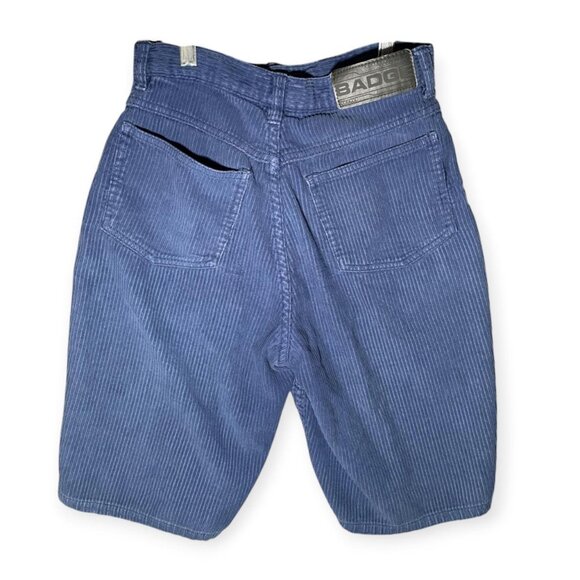 VTG Badge 90s Corduroy Shorts Women’s 16R Blue Relaxed Fit High Waist Baggy Surf - Picture 2 of 9